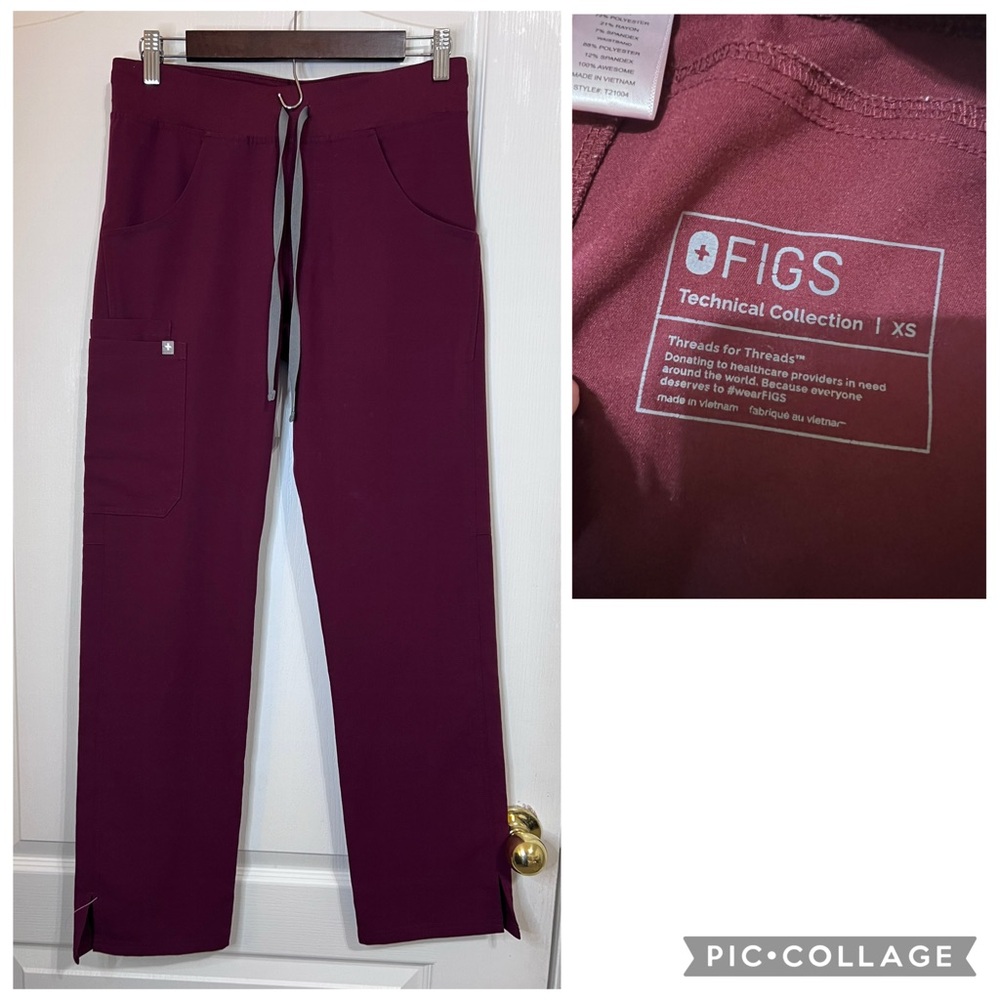 Figs Maroon Technical Collection Straight Pants S… - image 1